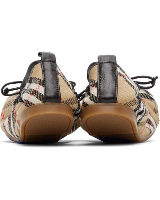Burberry Black Tan Check Fawn Ballerina Flats