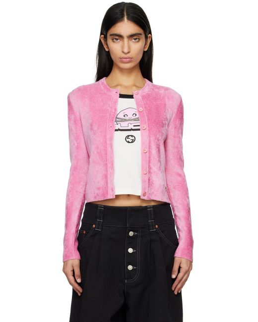 Cardigan rose à boutons Gucci en coloris Pink