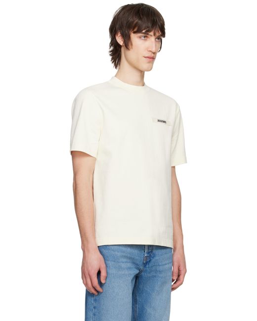 メンズ Jacquemus Les Classiquesコレクション ベージュ The Gros Grain Tシャツ White