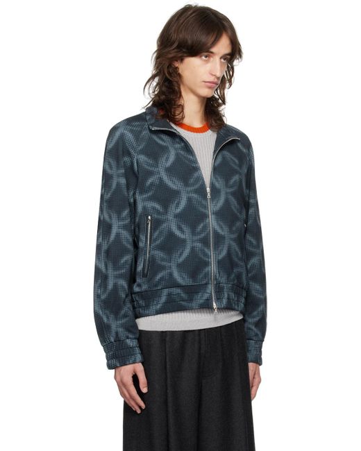 Dries Van Noten Blue Pixel Chain Printed Track Jacket for men