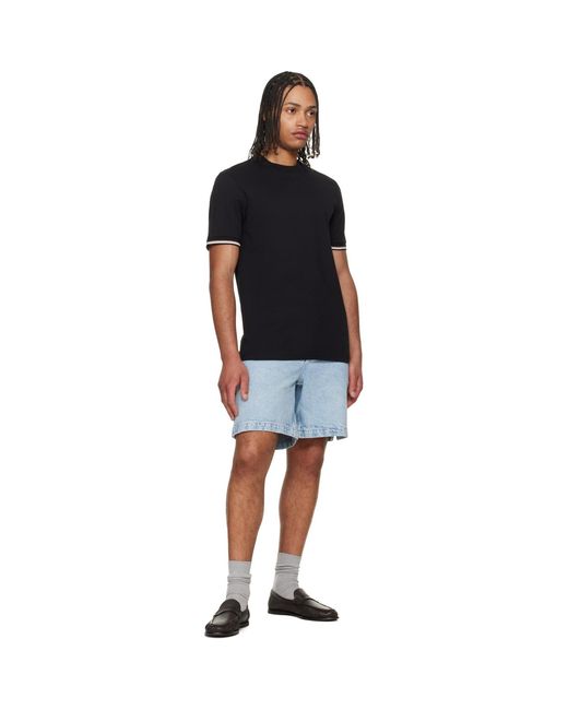 Boss Black Cotton-Jersey Signature-Stripe Cuffs T-Shirt for men