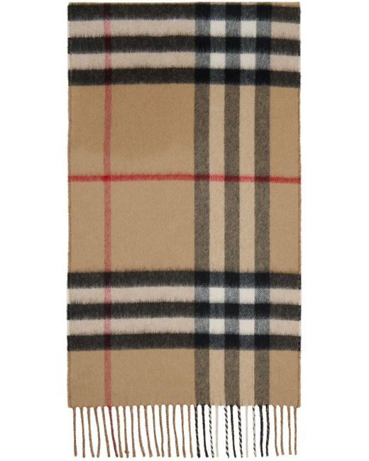 Burberry Beige & Brown Contrast Check Scarf in Black for Men