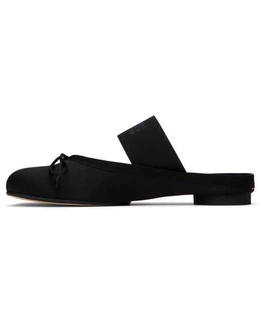 MM6 by Maison Martin Margiela Black Satin Anatomic Logo Ballerina Slippers