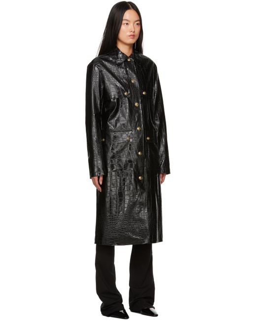 Versace Black Croc Faux-leather Jacket