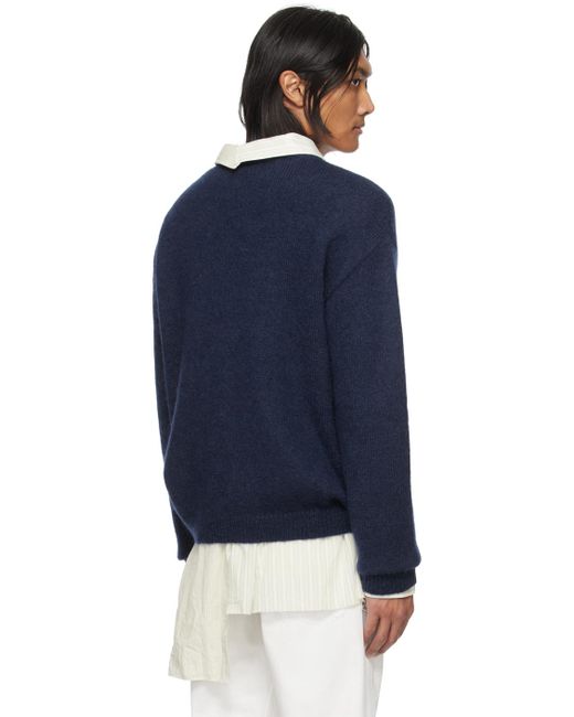 Lanvin Blue Navy Mohair Sweater for men