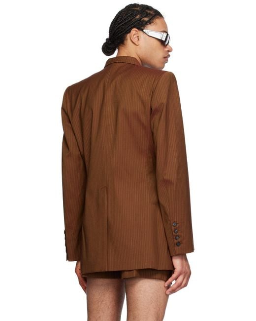 Egonlab Brown Pinstripe Blazer for men