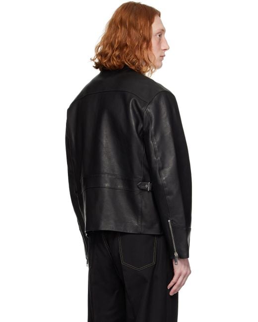 Second/Layer Black Rider Leather Jacket for men