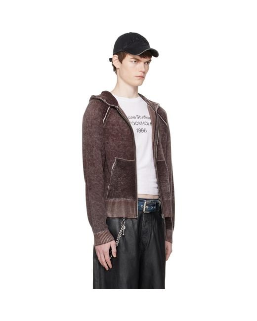 Acne Multicolor Burgundy Zipper Hoodie for men