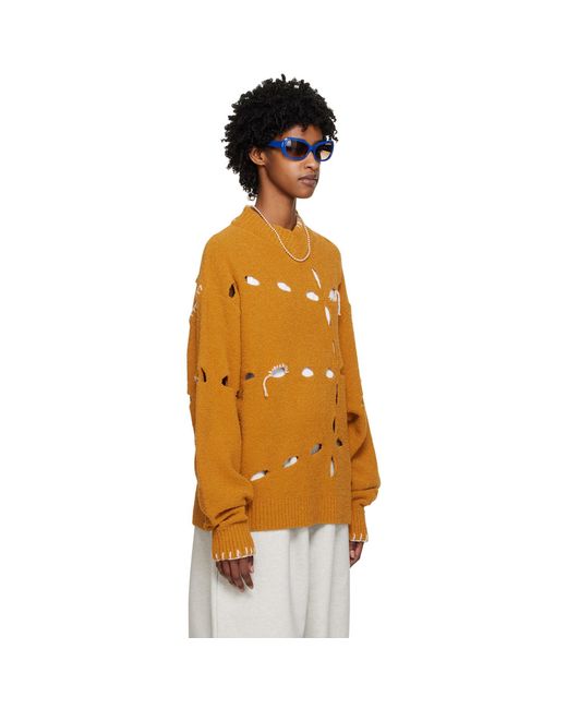 Pull Jaune À Perforations Adererror en coloris Orange