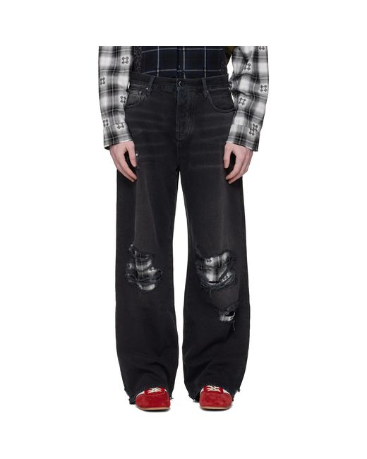 Amiri Black Flannel Repair Baggy Jeans for men