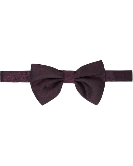 メンズ Dries Van Noten バーガンディ ジャカード ボウタイ Black