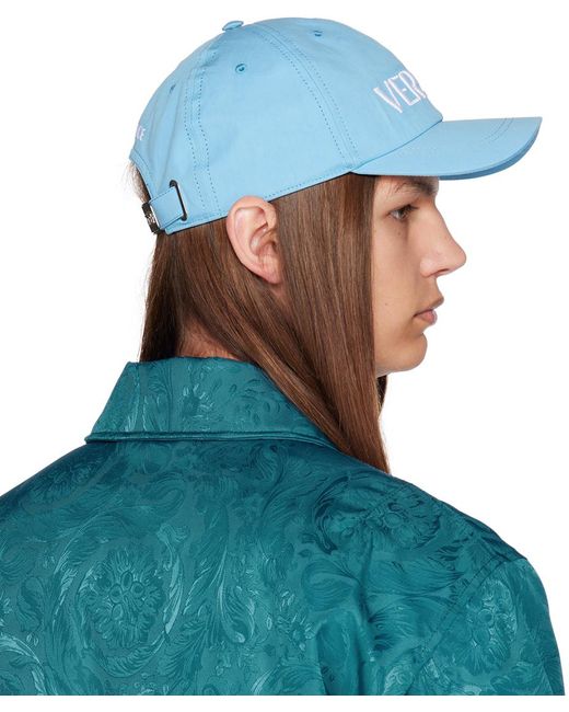 Versace Blue Embroidered Cap for men