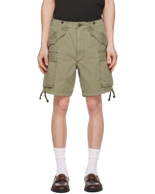 RRL Green Classic Fit Ripstop Cargo Shorts for men