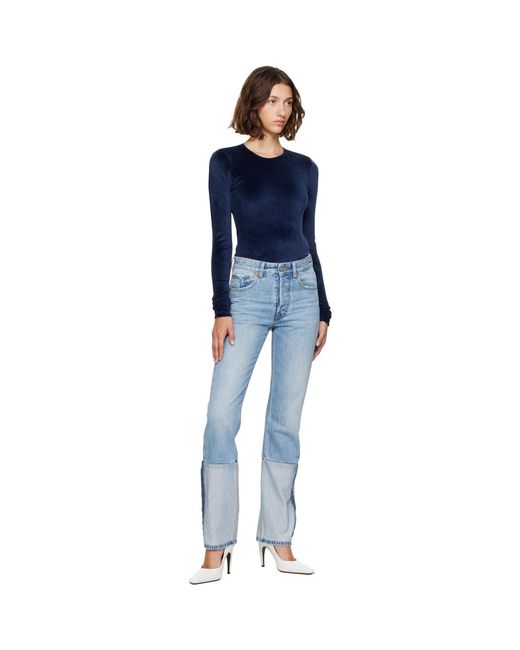 MM6 by Maison Margiela Blue Paneled Long-Sleeve T-Shirt