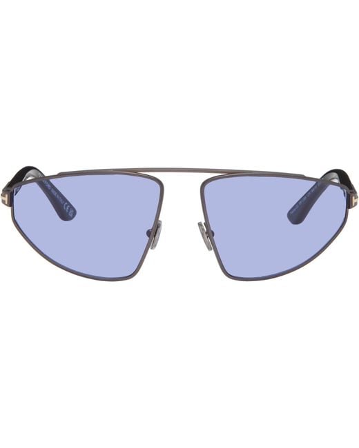Tom Ford Blue Gunmetal Parker Sunglasses for men