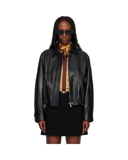 Versace Black Blouson Leather Jacket