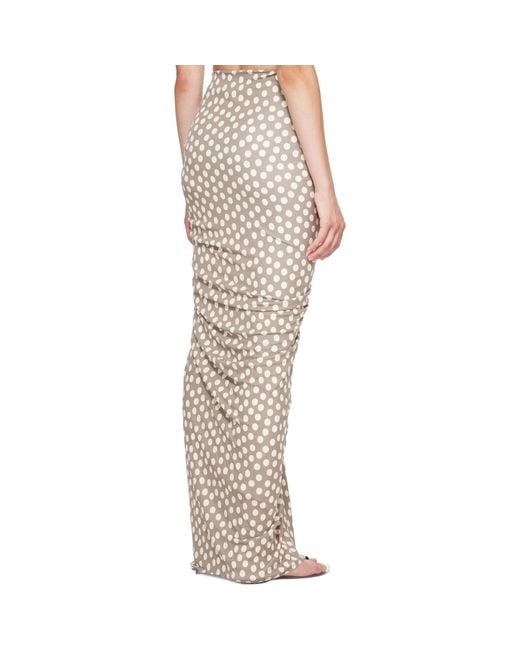Alaïa Multicolor Taupe Polka Dots Gathered Maxi Skirt