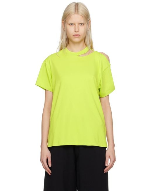 MM6 by Maison Martin Margiela Yellow Green Safety Pin T-shirt