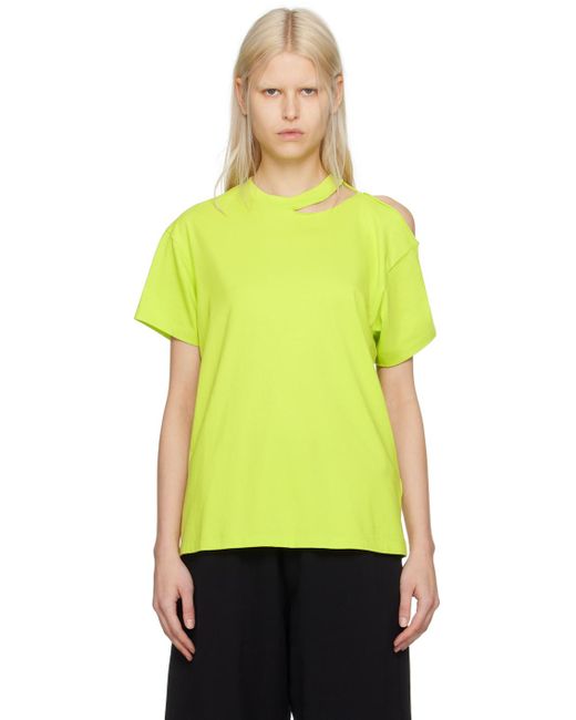 T-shirt vert à épingle de sureté MM6 by Maison Martin Margiela en coloris Yellow