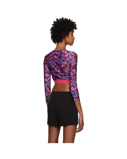 Versace Jeans Couture Purple Pink Sketch Couture Long Sleeve T-shirt