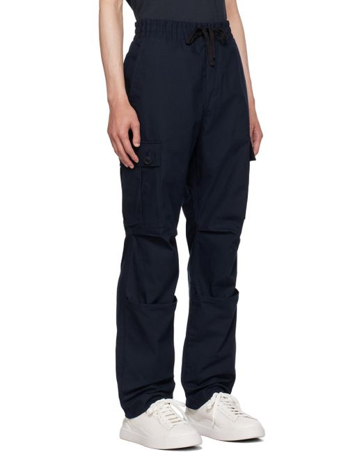 HUGO Blue Navy Drawstring Cargo Pants for men