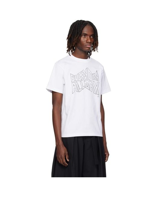 Sacai White 'Geoff Print T-Shirt for men