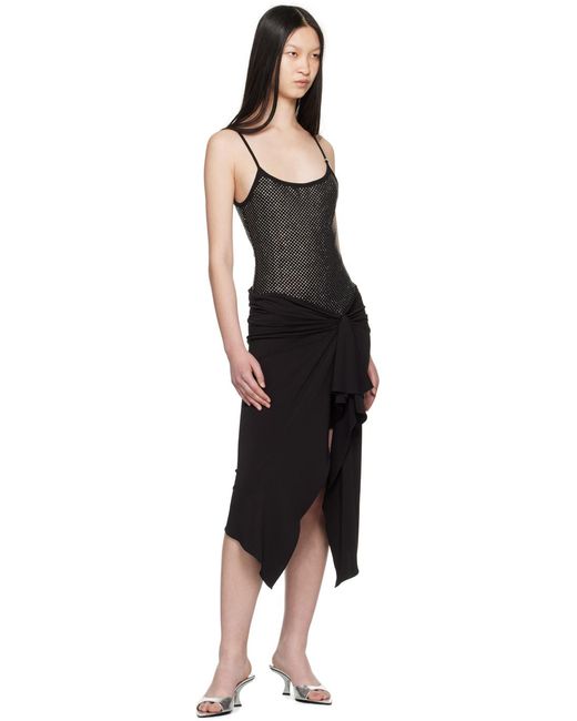 Robe Midi Noire À Ornements Facettés The Attico en coloris Black