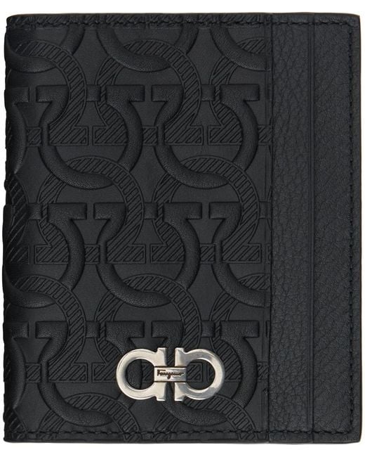 Ferragamo Black Gancini Credit Card Holder for men