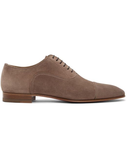 Christian Louboutin Brown Taupe Suede greggo Flat Oxfords for men