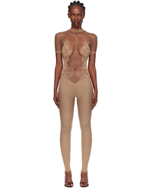 POSTER GIRL Black Leaves Fishnet Jumpsuit