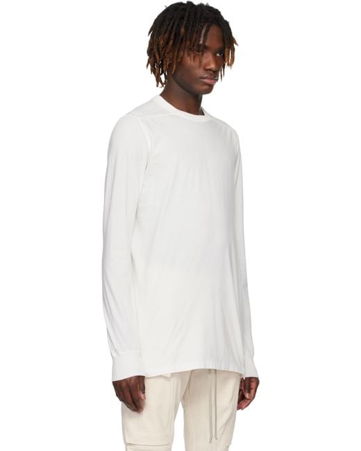 Rick Owens White Off- Hollywood Level Ls T-Shirt for men