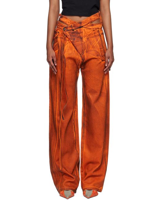 OTTOLINGER Ssense Exclusive Orange & Black Jeans