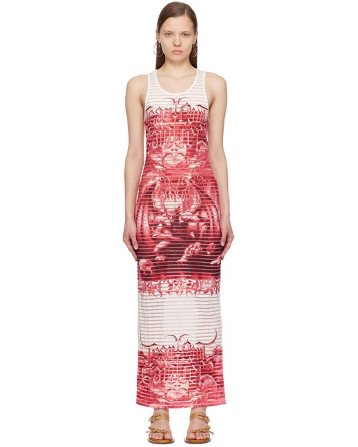 Jean Paul Gaultier Red Diablo Printed Devoré Maxi Dress