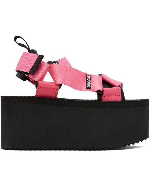 Moschino Red Pink & Black Wedge Sandals
