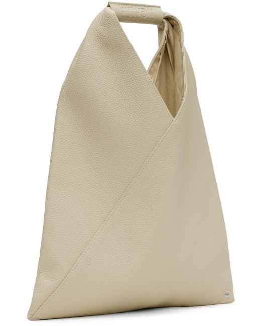 MM6 by Maison Martin Margiela Natural Off-white Triangle Classic Small Tote for men