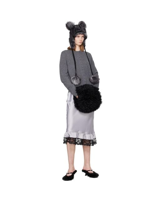 Anna Sui Black Ssense Exclusive Faux-Fur Muff Hand Warmer