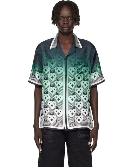 Casablanca Multicolor Gradient Monogram Short Sleeve Silk Shirt for men