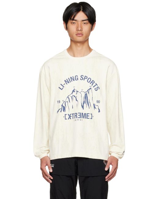 Li-ning White Off- Printed Long Sleeve T-shirt for men