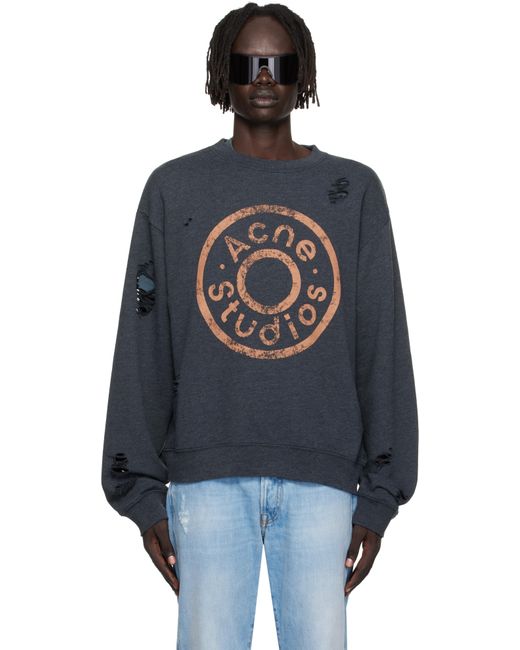 メンズ Acne ブラック ロゴプリント スウェットシャツ Black