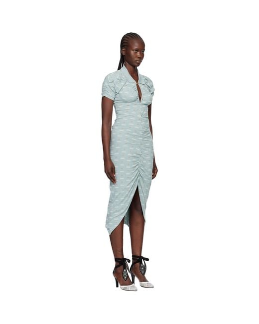 Vivienne Westwood Black Printed Piquet Pulling Midi Dress