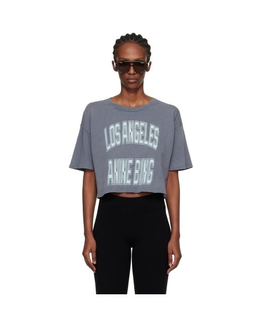 Anine Bing Blue Johnny Cropped T-Shirt