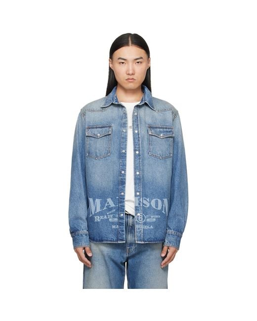 MM6 by Maison Margiela Blue Long-Sleeved Denim Shirt for men