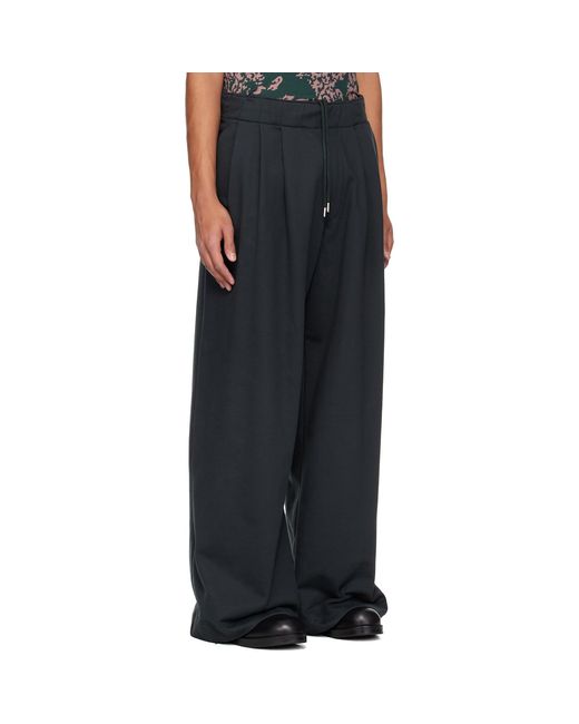 Dries Van Noten Black Pleated Sweatpants for men