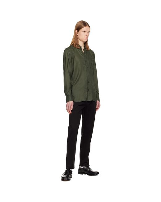 Tom Ford Black Khaki Fluid Gabardine Slim Fit Shirt for men
