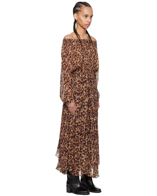 Robe longue volga brun et mauve Isabel Marant en coloris Black