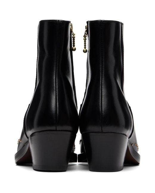 Ernest W. Baker Black Studded Western Boots for men