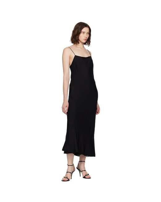 Totême Black Satin Slip Midi Dress