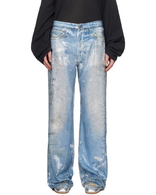 Acne Blue Printed Sequin Trousers