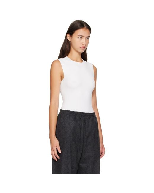 Jil Sander White Ribbed Bodysuit