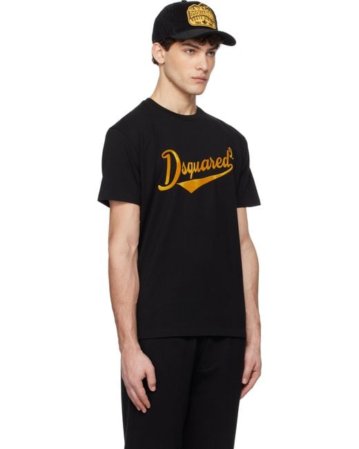DSquared² Black Dsqua2 Cool Fit Velvet Logo T-shirt for men